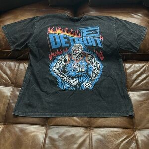 Retro Eminem Detroit Football Washed Rapper T-shirt